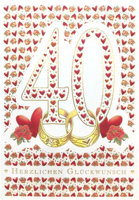 Hochzeitstag für karten und gratulationen per sms. Grußkarte - Quire - 40 - Herzlichen Glückwunsch ...
