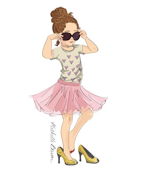 Childrens Fashion Illustration Print With By Michellebaronst