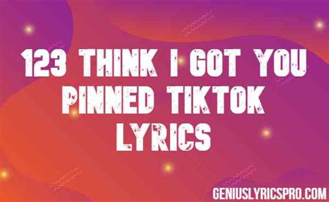 123 Think I Got You Pinned Tiktok Lyrics Genius Lyrics Pro