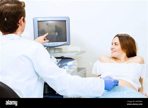 Ultrasound Screening Pregnancy Examination Ultrasounds Stock Photo