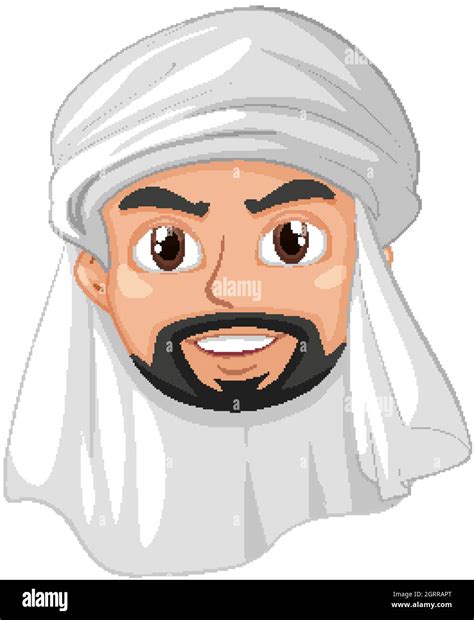Adult Man Arab Muslim Head Cartoon Character Stock Vector Image Art