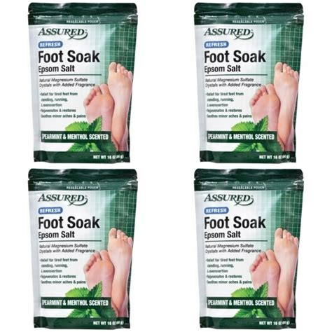 4 Packs Epsom Salt Foot Soak With Spearmint And Menthol Scent 16 Oz