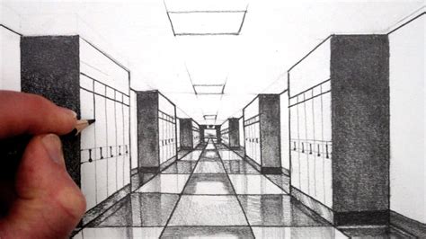 How To Draw 1 Point Perspective For Beginners A Hallway 1 วาด