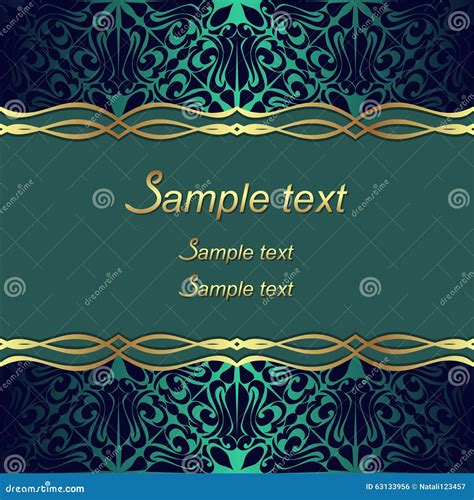 Elegant Ornate Background With Golden Borders And Place For Text Stock