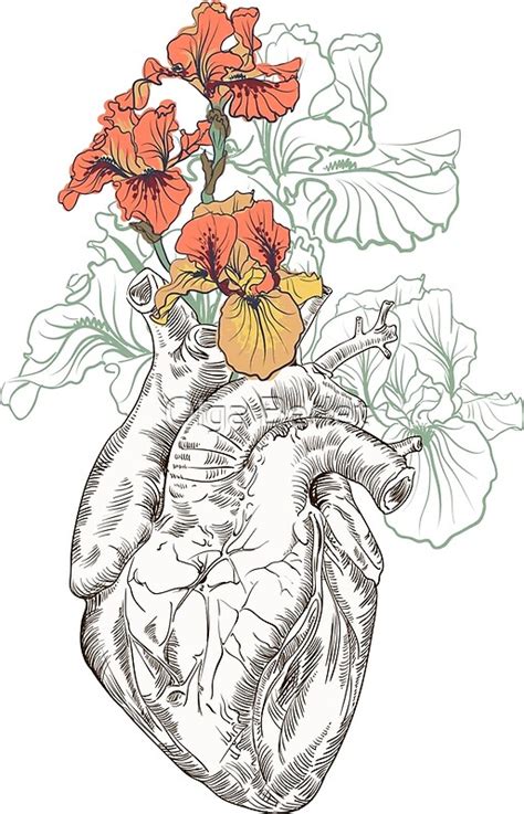 Touch device users, explore by touch or. "drawing Human heart with flowers" Photographic Prints by ...