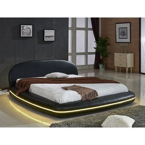 Us Pride Furniture Faux Leather Platform Bed With Oval Headboard