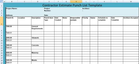 5 Best Construction Punch List Form Best Kids Worksheet Template