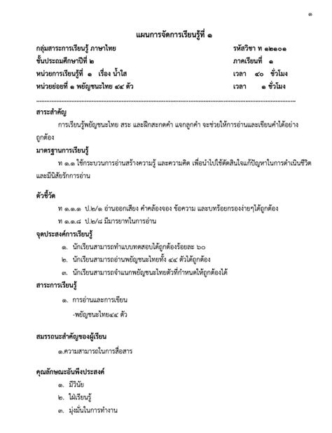 ดาวน์โหลดฟรี แผนการสอน วิชาภาษาไทย ป2 ภาคเรียนที่ 1 และ 2 โดยสพป