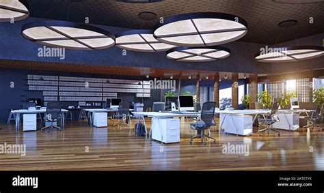 Modern Office Interior 3d Rendering Business Concept Design Stock