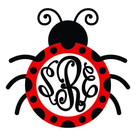 Ladybug Bug Monogram Frame Cuttable Design Png Dxf Svg And Eps Etsy