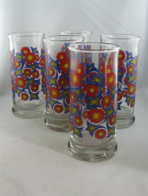 Reserved For S B Etsy Vintage Drinking Glasses 70s Decor Floral Decor