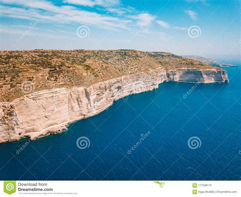 White Steep Cliffs On The Island Of Malta Stock Photo Image Of