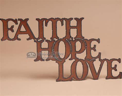 Rustic Metal Art Wall Plaque Faith Hope Love P101 Mission Del