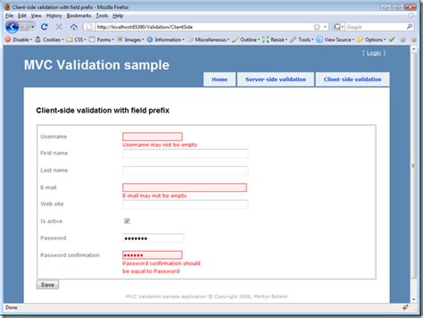 Validation In ASP NET MVC Part 4 Example With Server Side And Client
