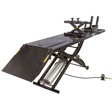 Extreme max hydraulic motorcycle lift table. Black Widow Extra Long Pneumatic Motorcycle Lift Table ...
