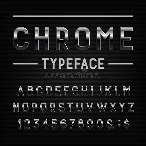 Chrome Effect Alphabet Font Metal Letters Numbers And Symbols Stock