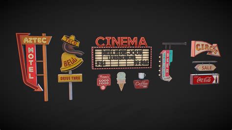 retro signs buy royalty free 3d model by outlier spa outlier spa [3b46a46] sketchfab store