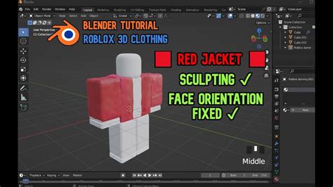 How To Make Roblox 3d Clothing In Blender Red Jacket Youtube