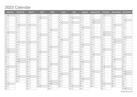 2023 Printable Calendar Pdf Or Excel