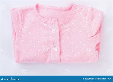 Pink Folded Baby Pajamas Isolated On White Stock Image Image Of