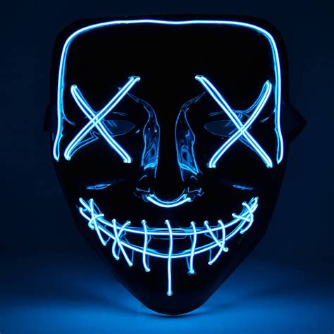 Blue Halloween Light Up Neon Purge Mask Ebay