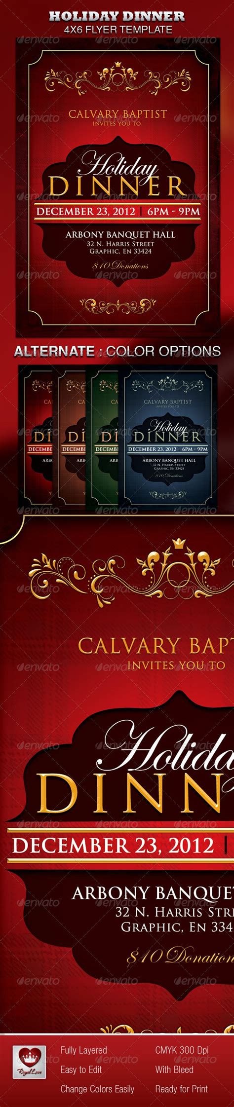 Holiday Dinner Church Flyer Print Templates Graphicriver