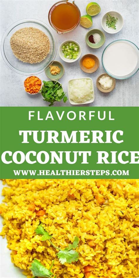 Turmeric Coconut Rice Healthier Steps Vegan Side Dishes Coconut