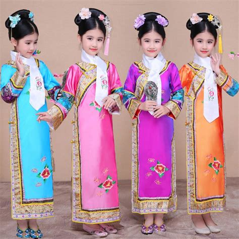 Child Traditional Chinese Princess Dance Costume Girl Qing Dynasty