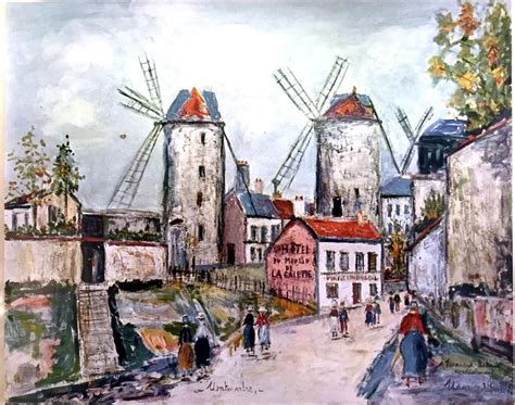 Maurice Utrillo Windmills Of Montmartre C1949 Fine Art Print Signed In