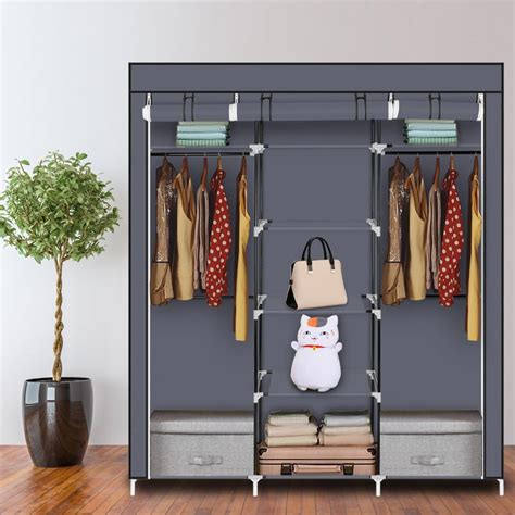 Zimtown Closet Wardrobe Portable Clothes Storage Organizer With Metal