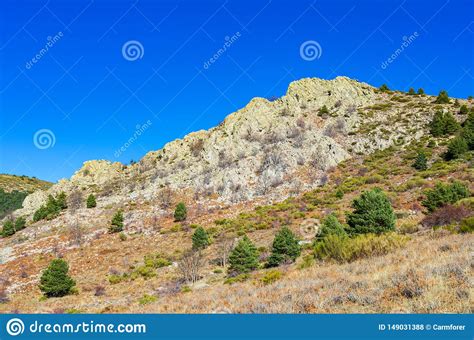 Landscape Of A Rocky Mountain And Deep Blue Sky Stock Photo Image Of