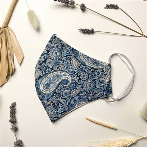 Womens Blue Paisley Face Covering By The Curious Fox Co