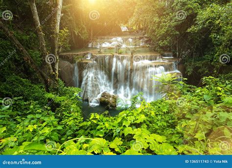 Hauy Mae Kamin Waterfall In Kanchanburi Thailand Stock Image Image