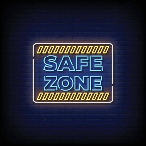 Safe Zone Neon Sign On Brick Wall Background Vector 8023544 Vector Art