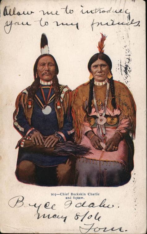 Chief Buckskin Charlie And Squaw Native Americana Postcard