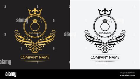 Jewelry Logo Template Luxury Royal Vector Ring Company Decorative