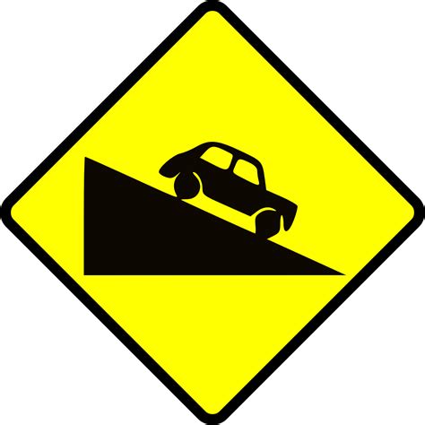 Road Sign Caution Steep Slope Png Picpng