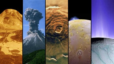 Volcanoes On Five Worlds Venus Maat Mons Earths Karymsky Mars