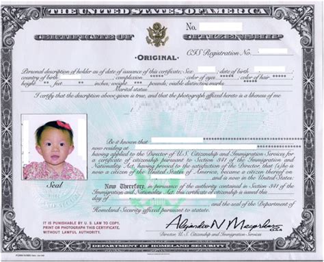 Certificate Of Citizenship Certificate Of