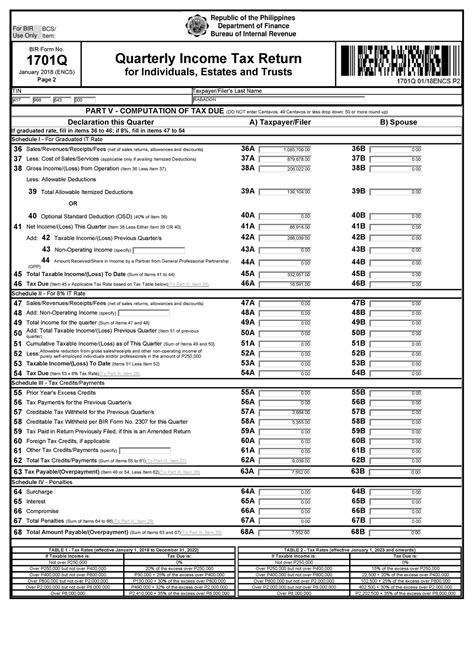 2 Tax Returns Bir Form No 1701q January 2018 Encs Page 2