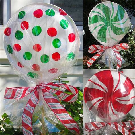 For an easy outdoor christmas decoration, we secured some strands to a trellis with zip ties. DIY CHRISTMAS LOLLIPOPS DIY dollar store lollipops made ...