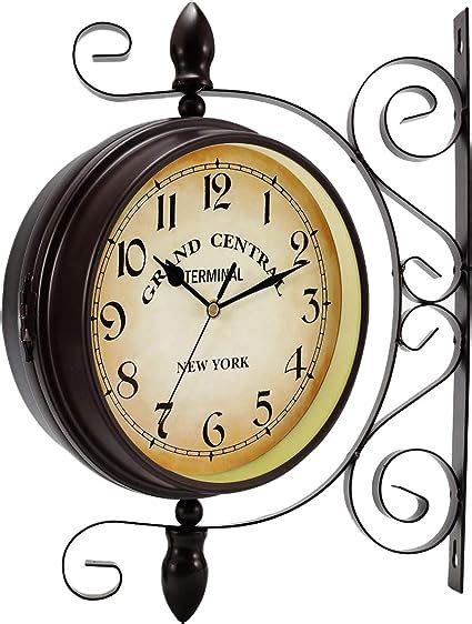 Dyna Living Double Sided Wall Clock 360° Rotatable Clock Train Station