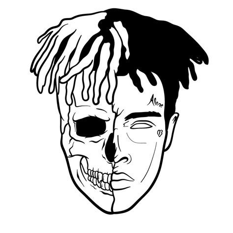How To Draw XXXTentacion S Face Half Skull SketchOk