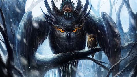 Guardian Wings Black Fantasy Bird Bufnita Owl Pasari Hd