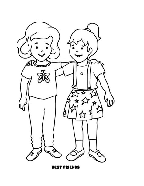 Two Girls Best Friends Coloring Page Free Printable Coloring Pages