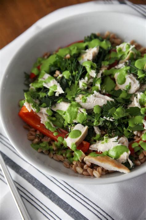 Chicken Grain Bowl With Goddess Dressing Kath Eats