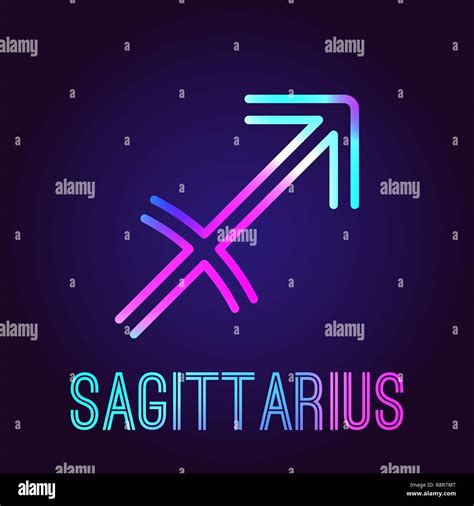 Sagittarius Zodiac Sign The Neon Multi Colored Shining Badge On A