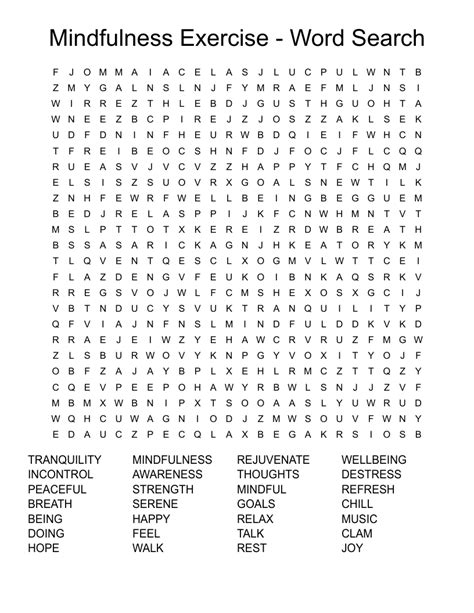 Similar To Mindfulness Word Search Wordmint