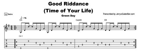 Green Day Good Riddance Time Of Your Life Guitar Lesson Tab