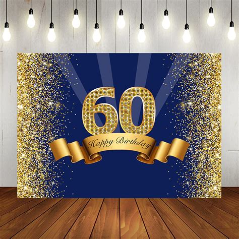 Buy Lofaris Happy Th Birthday Photography Backdrop For Adult Men Navy Blue And Glitter Gold